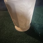 White Glossy Glass Round Pedestal Mug Decorative Unisex Pottery Style Drinkware — photo 3