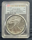 2021-P Silver Eagle Type 1 Emergency Issue PCGS MS 70 First Day of Issue Label