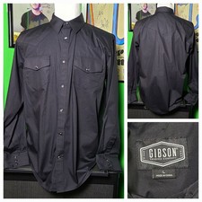 Gibson Trading Co Men  s Large Black Western Snap Shirt Long Sleeve Cowboy Rodeo