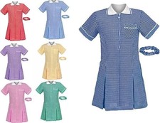 School Girls Gingham Dress Lace Check~Summer Dress Age 2-20 Years School Uniform