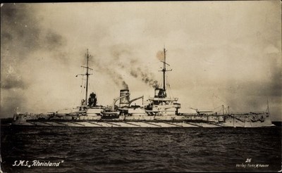 Postcard German Warship, SMS Rheinland, Large Line Ship,... - 10454655