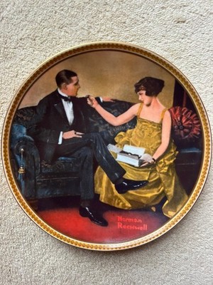 Norman Rockwell ''Flirten in der Stube'' Teller wiederentdeckt Frauen verpackt Echtheitszertifikat