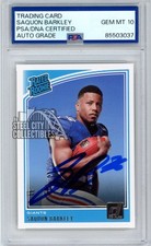 Saquon Barkley 2018 Panini Donruss Rated Rookie Autograph Card #306 PSA/DNA 10. rookie card picture