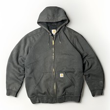 Vtg Carhartt 90s Rain Defender Thermal Lined Loose Fit zipper Hood jacket Mens L