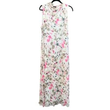 Vince Camuto Floral Watercolor Maxi Dress High Neck Sleeveless XL Pink White NEW