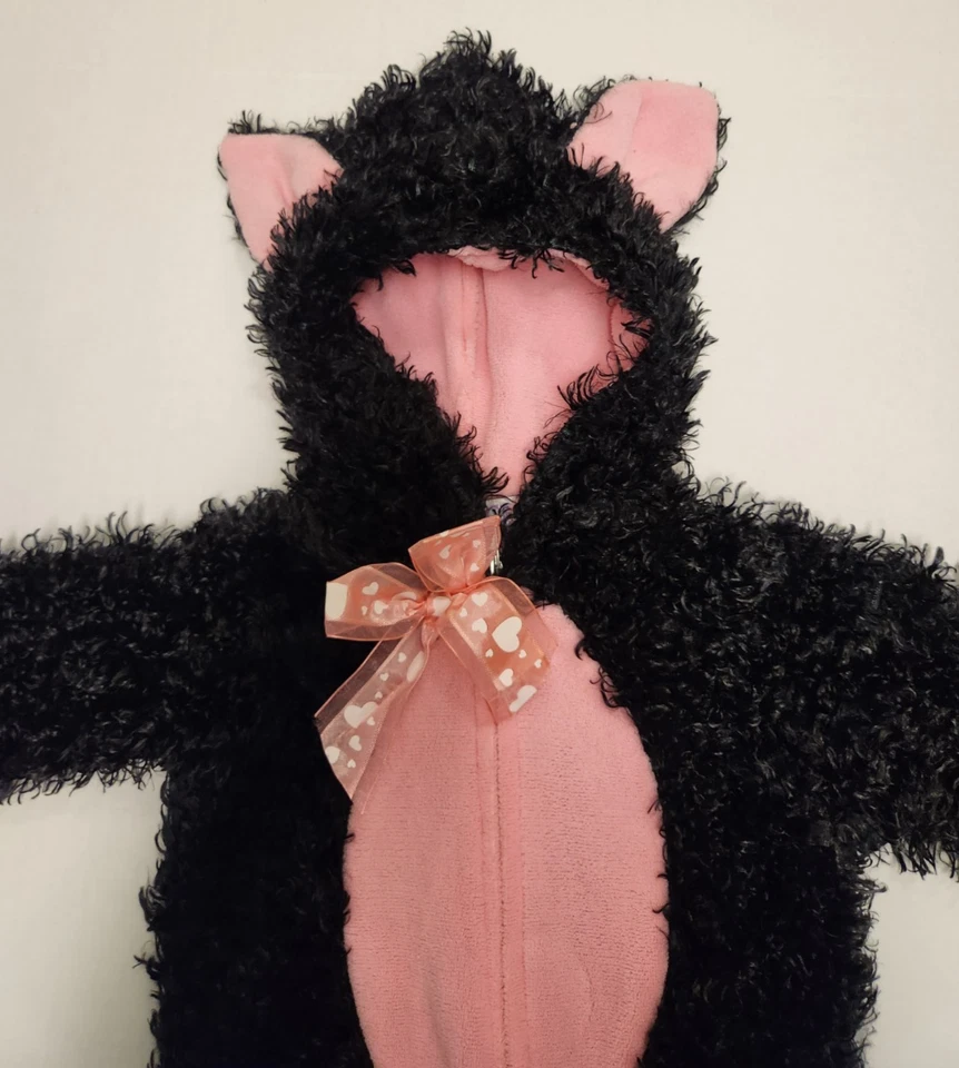 6-12 M Princesa Paraíso Negro y Rosa Gatito Gato Halloween Disfraz Sensación Suave Foto 2 de 4