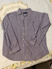 Polo Ralph Lauren Gingham Check Button Down Dress Shirt Purple/White Mens XL