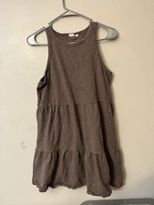 Gap Tiered Midi Brown Dress Sleeveless Tank Size Medium Flowy Whimsical