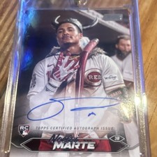 Topps 2024 Stadium Club Noelvi Marte Rookie on card RC Auto #SCBA-NM Reds. rookie card picture
