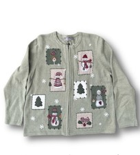 VTG Croft Barrow Winter Christmas Holiday Cardigan Sweater Granny Core Sz 1x
