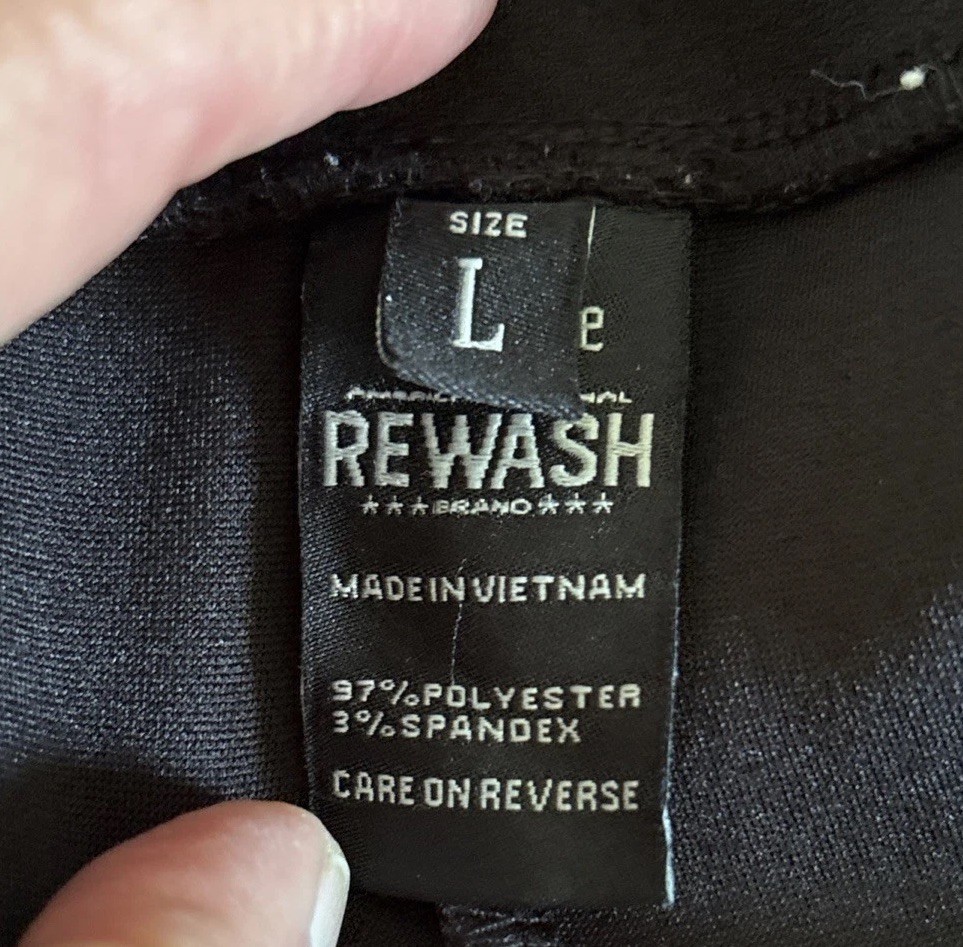 Rewash Dress Pants Womens L 9/11 Black Pleated Front High Rise Wide Flare Leg