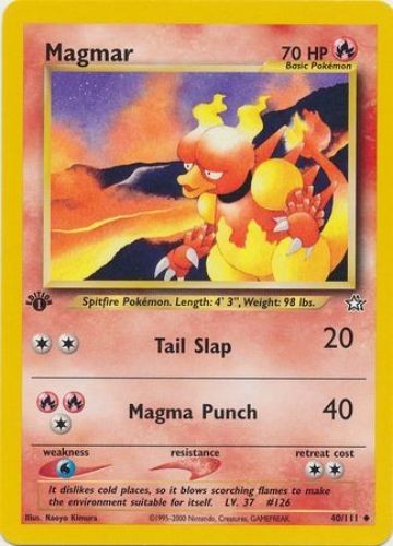 Pokemon Card - Neo Genesis 40/111 - MAGMAR (uncommon) **1st Edition** - NM