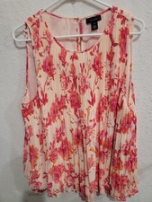 Halogen Floral Pleated Sleeveless Blouse Pink...