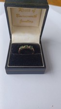 Vintage 9ct gold 3 emerald and diamond ring used in original box