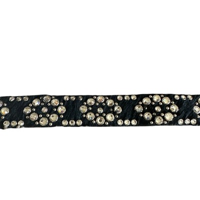 Kippys Swarovski Crystal Rhinestone Cow Hide Black Leather Belt