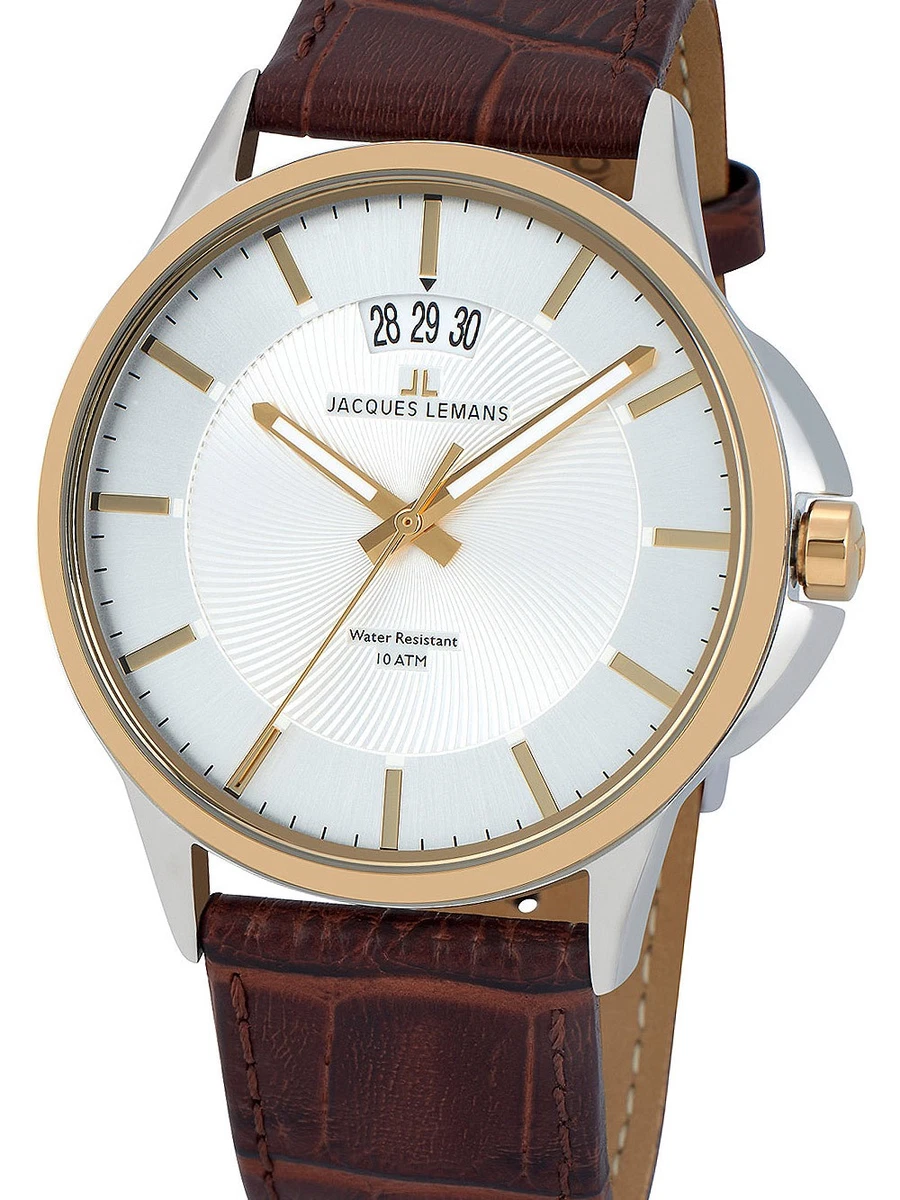 Jacques Lemans Orologio Uomo 1-1769K, Acciaio Inox, Movimento Al Quarzo, Cinturino Argento, Forma Rotonda