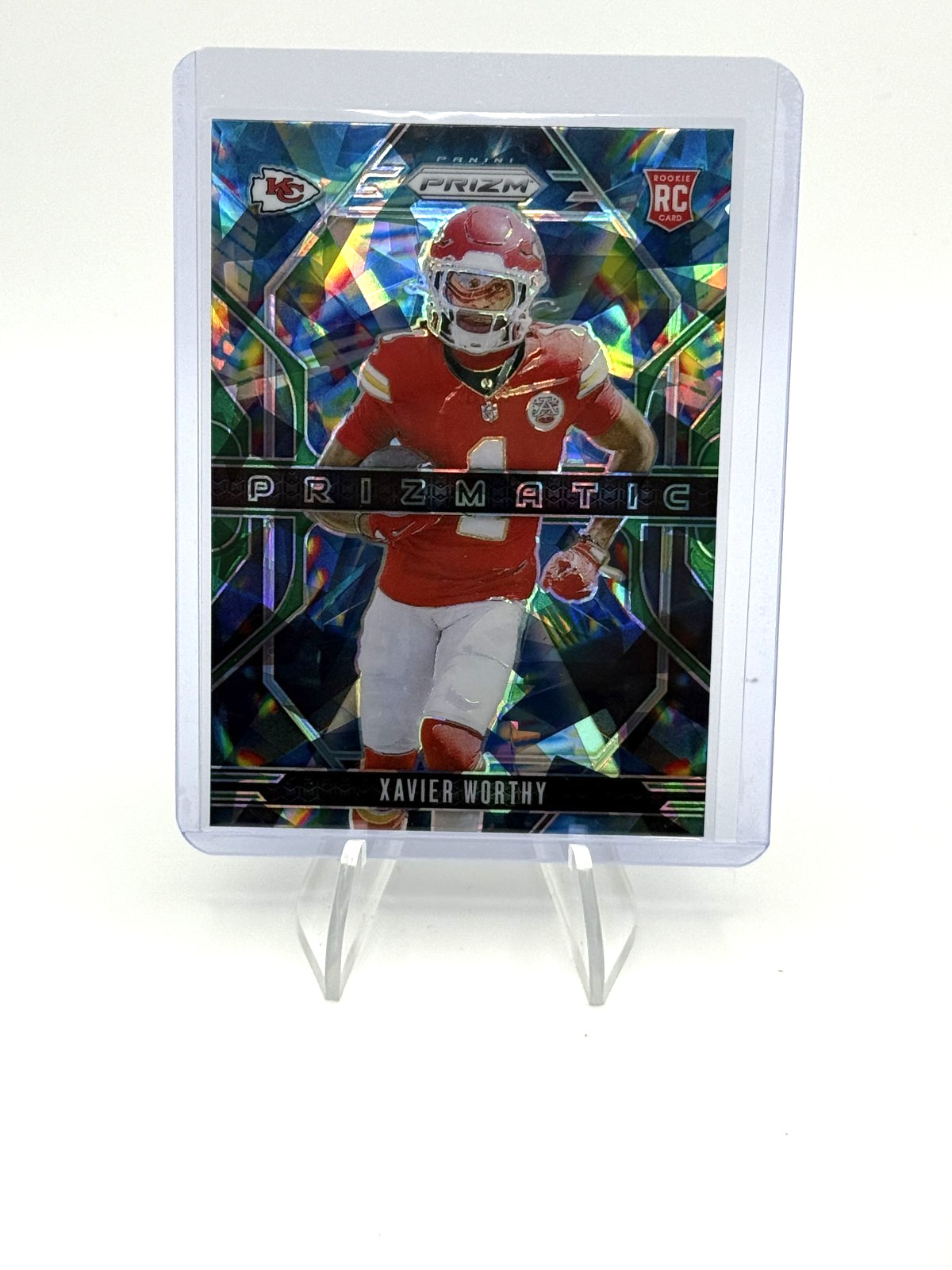 2024 Panini Prizm- Xavier Worthy #14 Prizmatic Green Ice Prizm (RC)