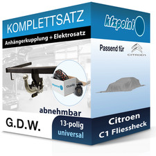 Für Citroen C1 Fliessheck 05- G.D.W. Anhängerkupplung abnehmbar + 13polig E-Satz