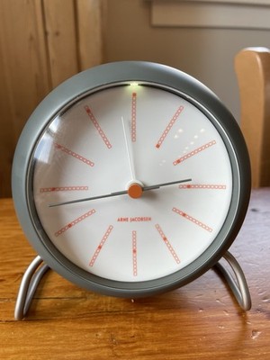 Arne Jacobsen Table Alarm Clock Gray Danish Design Icon