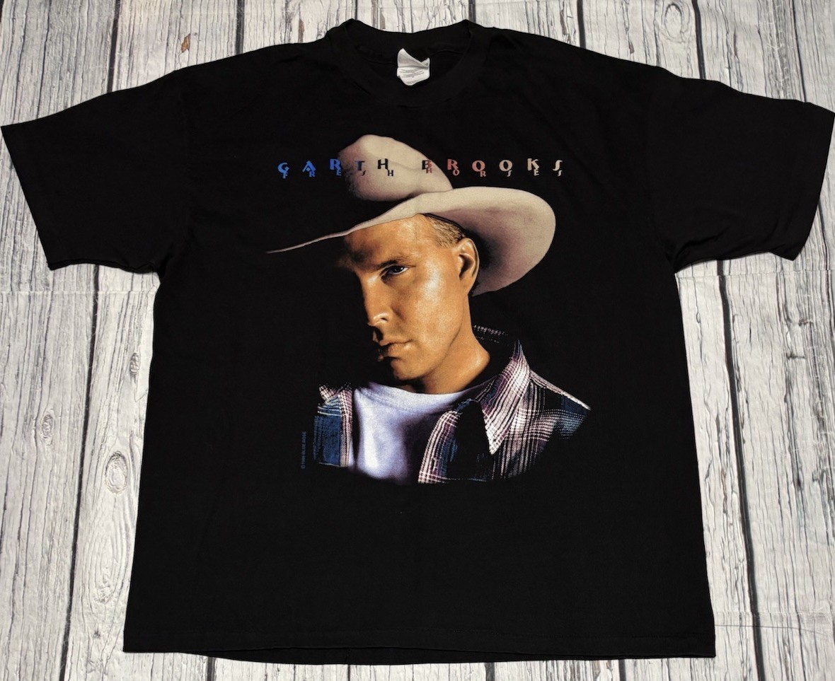 Vintage Garth Brooks 1996 Fresh Horses Tour Black T-Shirt Size XL