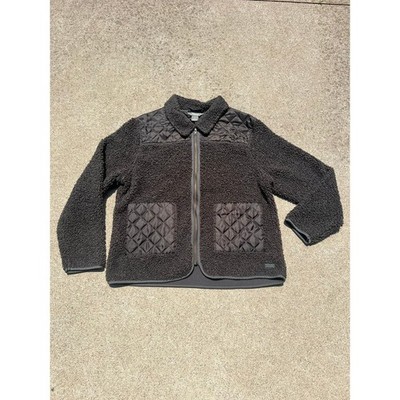 Natural Reflections Gray Sherpa Jacket L Gorpcore Cottagecore Quilted Full Zip