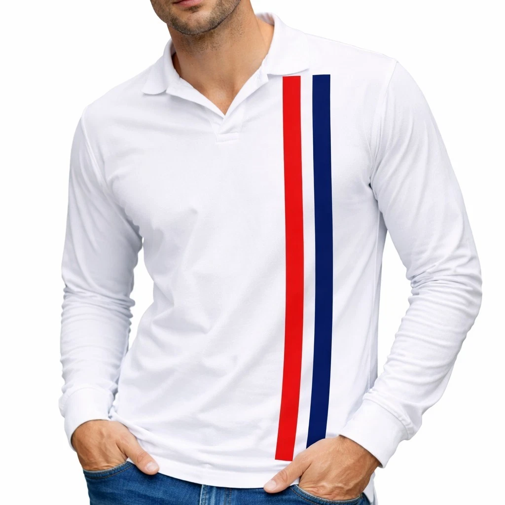Escape To Victory Polo Shirt White Long Sleeve | Retro 80s Football Tee Size: L