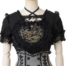 Lizlisa Ruffle Heart Ribbon Sleeve Top Black Women's Size Free Japan