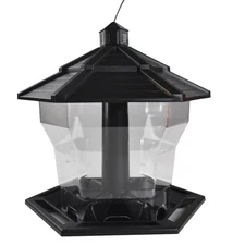 Black Recycled Plastic Hopper Wild Bird Feeder, 11.5" Tall
