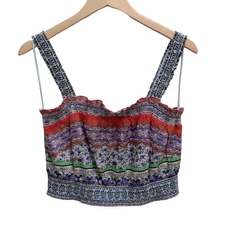 Alice + Olivia Lois Printed Smocked Crop TopIn Ritzymulti Size L NWT