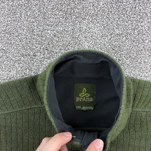 Prana Barclay Sweater Jacket Mens Large Green Wool Blend Ribbed Zip M2BARC310 image 4