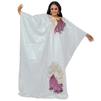 African Dress for Women Plus Embroidery Guest Long Maxi Dress with Scarf