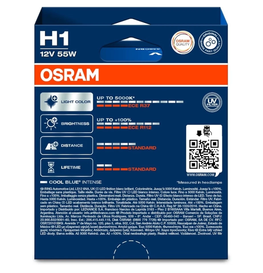OSRAM H1 Lámpara Faro de Carretera 55W 4200K Luz Alta Halógena 64150CBN-HCB - Imagen 3 de 4