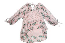 ASOS DESIGN Dress Womens 12 Pink Floral V Neck Long Sleeve Ruffle Skater Mini