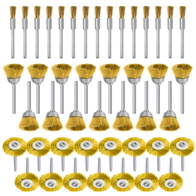 90Pcs Brass Polishing Wire Cup Mix Brush Set for Dremel Rotary Tool Accessories