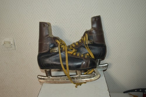 PATIN A GLACE HOCKEY CUIR ADIDAS BUFFALO T 6 LEATHER VINTAGE 1960 NHL OFFICIEL - Photo 1/6