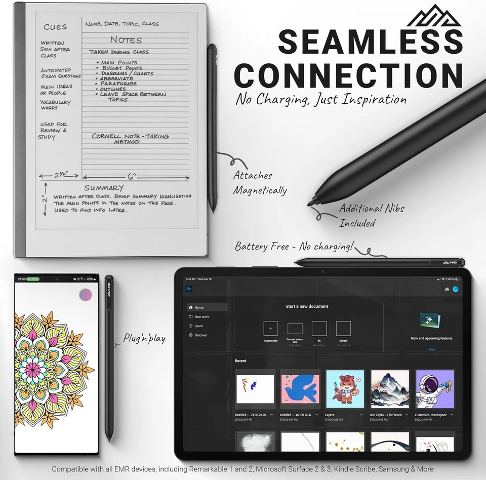 V-Pen EMR Stylus Remarkable 2 Pen Replacement with Digital Eraser + 5 Tips | ... - Image 3 of 4