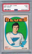 1971-72 O-PEE-CHEE BRIT SELBY PSA 7 ST LOUIS BLUES #229
