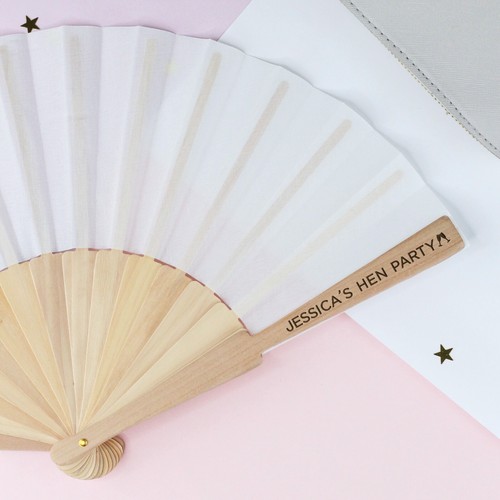 Pink Hand Fan Personalised Hen Party Fan Bridal Hen Do Abroad Favours Bride - Picture 2 of 28
