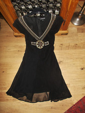 WAREHOUSE embroidered,beaded 100% silk midi dress size 8