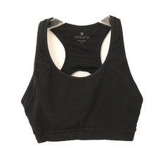 ATHLETA Triple Dare Sports Bra XS Racerback Black Running Support EUC B21