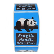 Blue Panda "Fragile Handle with Care" Stickers - 3" by 2" - 500 ct - SL101F