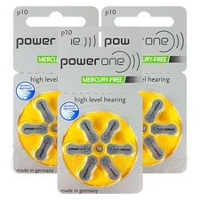 Power One 10 Size Hearing aid batteries * Zinc air Mercury free Varta x 60 cells