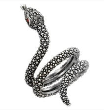 SILVER SNAKE RHINESTONE ADJUSTABLE RING
