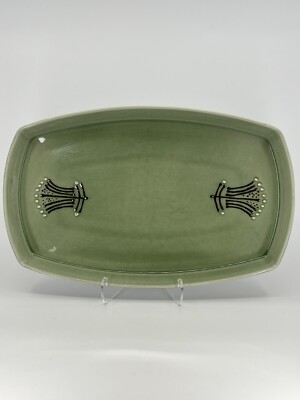 1965 Franciscan Discovery Emerald Isle Serving Platter 13'' Olive Green Brown VTG