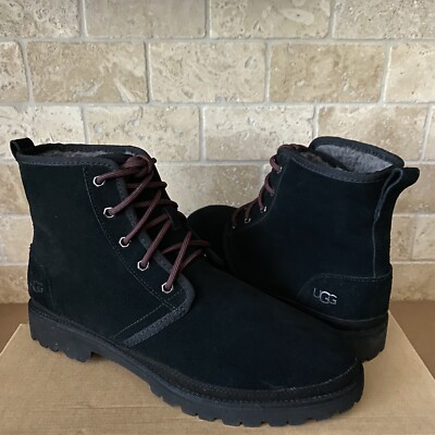 UGG HARKLAND BLACK SUEDE SHEEPSKIN COMBAT MILITARY - Main Image