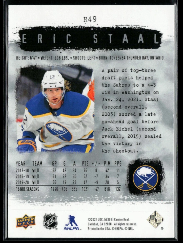 2020-21 SP Authentic 2000-01 Retro Eric Staal #R49 - Image 2 of 2