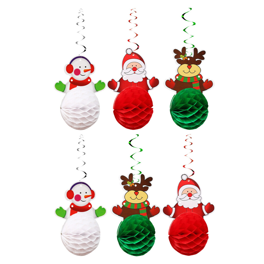 6 Pcs Christmas Ornaments Doorknob Decorations Honeycomb Ball