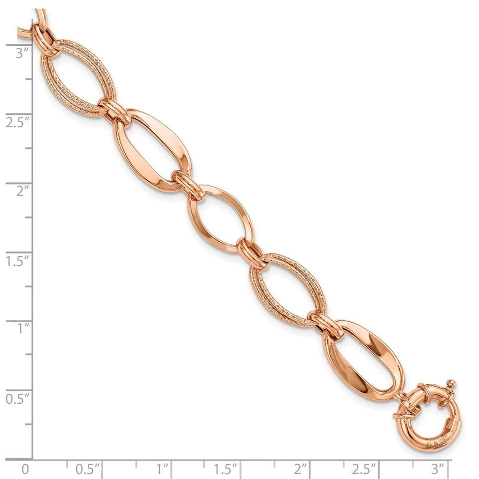 10k Rose Gold Polished Link 7.5 inch Bracelet 3.69g Gift for Mother - Image 4 of 4