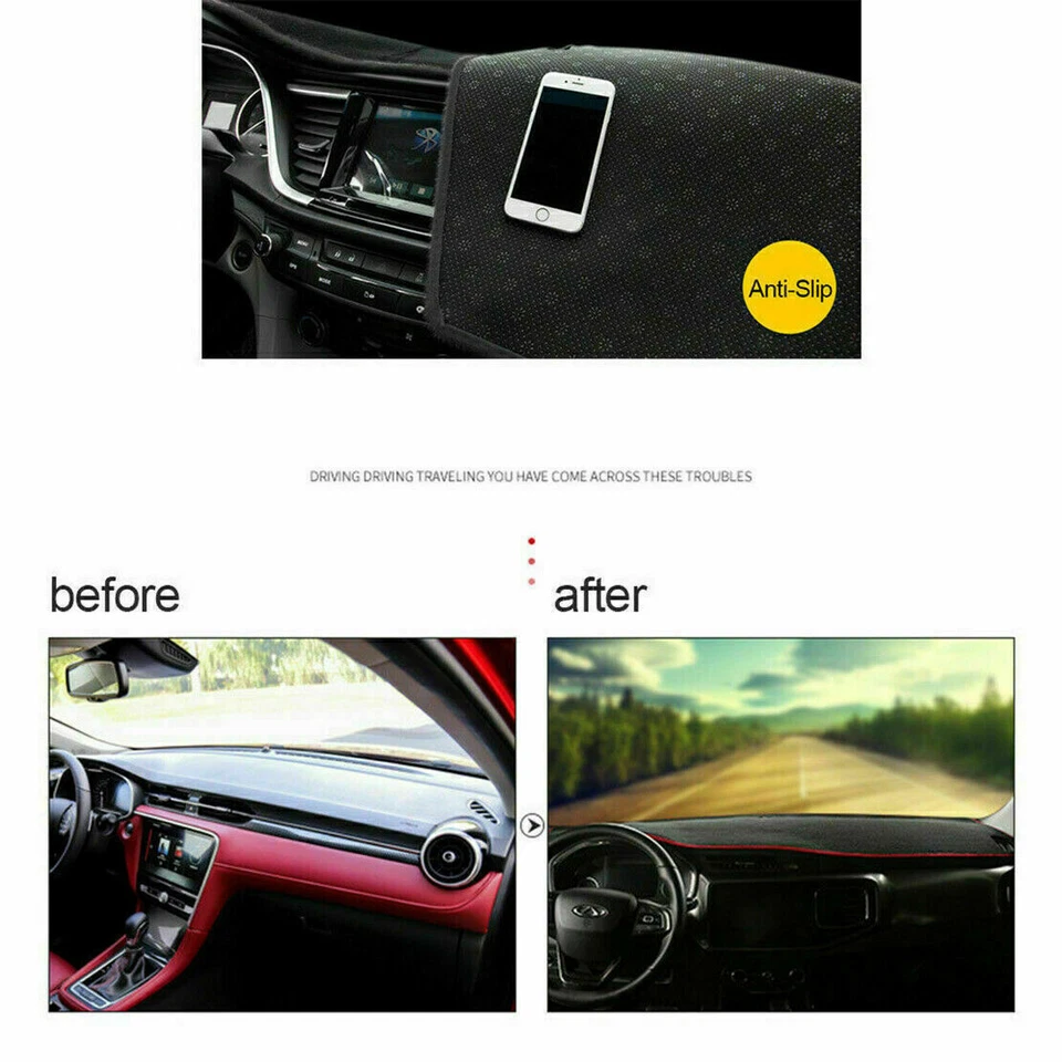 For Audi Q3 2019-24 black Non-slip Dash Board Cover Mat Dashboard Carpet Pad 1P Foto 3 de 4