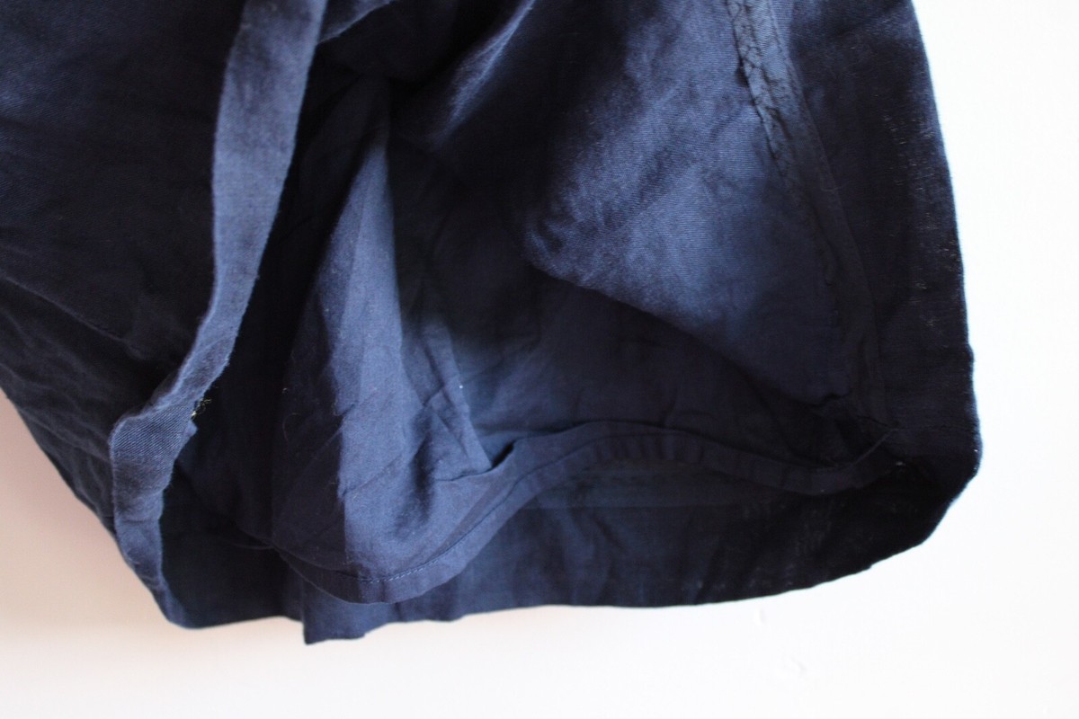 J. Crew 00 Navy Blue 100% Linen Paper Bag Elastic Waist City Mini  display picture 1